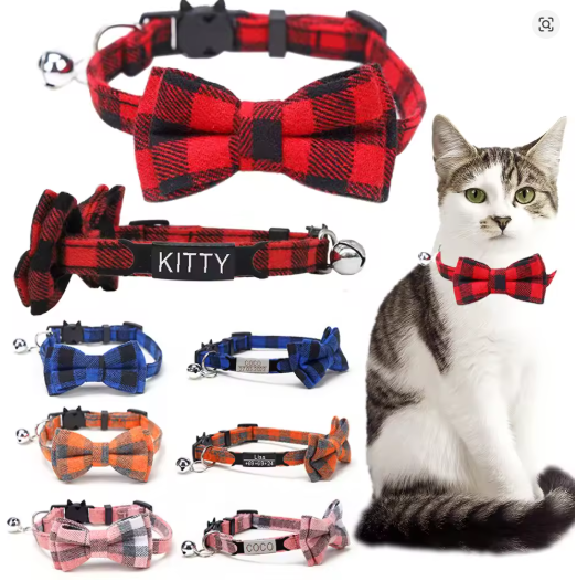 Cat / Pup Collar -  Customised Bow Collar with Personalised tag