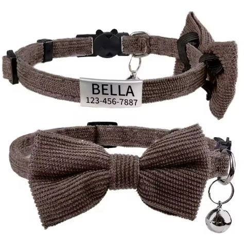 Cat / Pup Collar -  Customised Bow Collar with Personalised tag