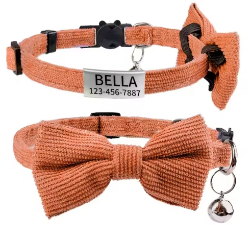 Cat / Pup Collar -  Customised Bow Collar with Personalised tag