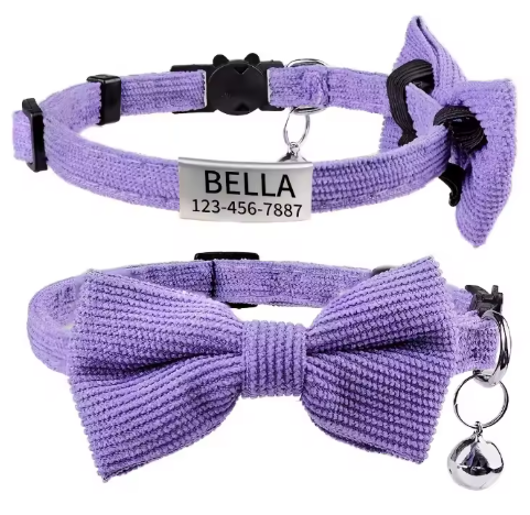 Cat / Pup Collar -  Customised Bow Collar with Personalised tag