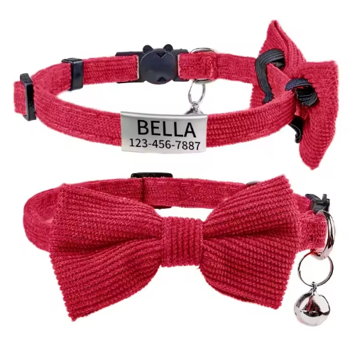 Cat / Pup Collar -  Customised Bow Collar with Personalised tag
